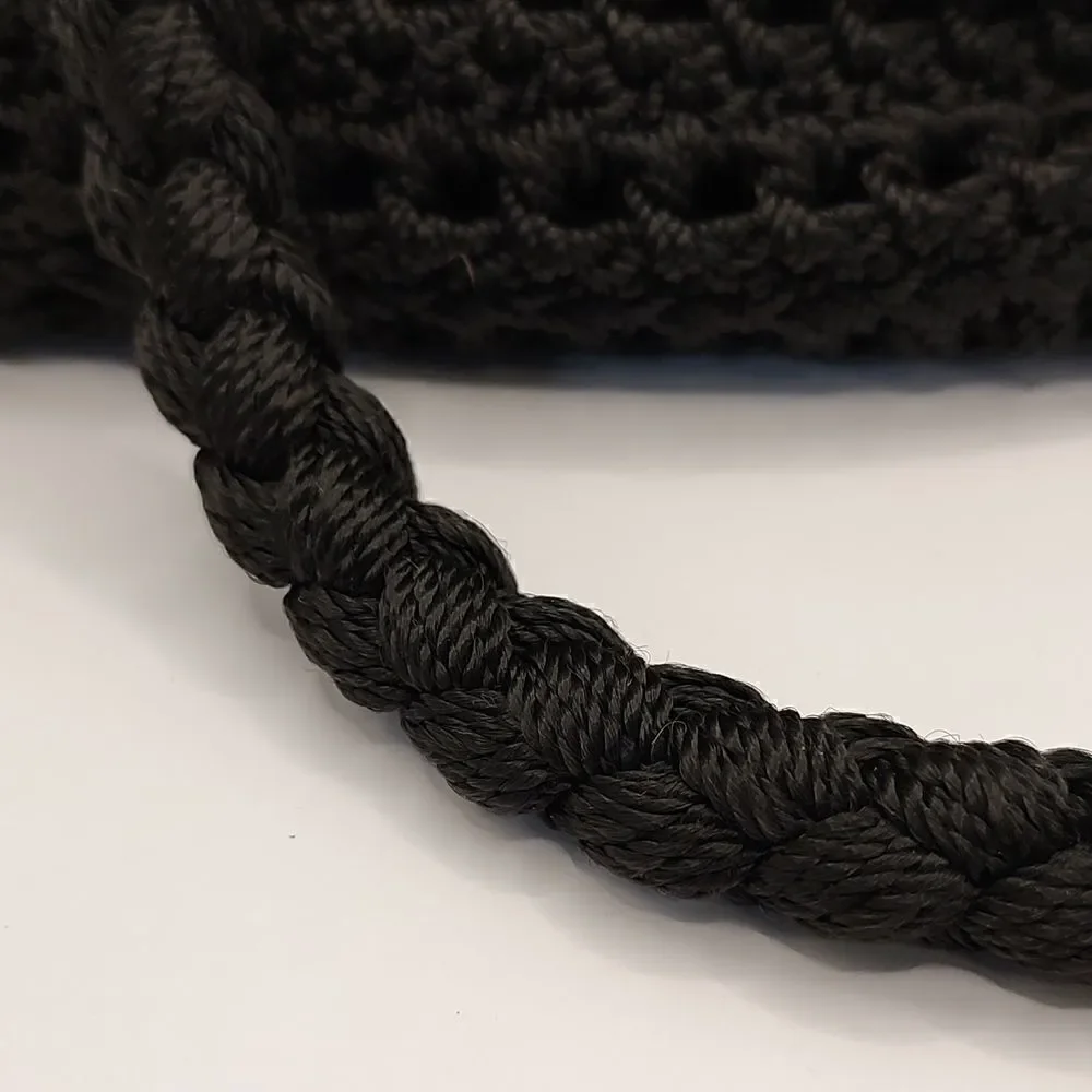 Luxy Black Crochet and Leather Shoulder Bag